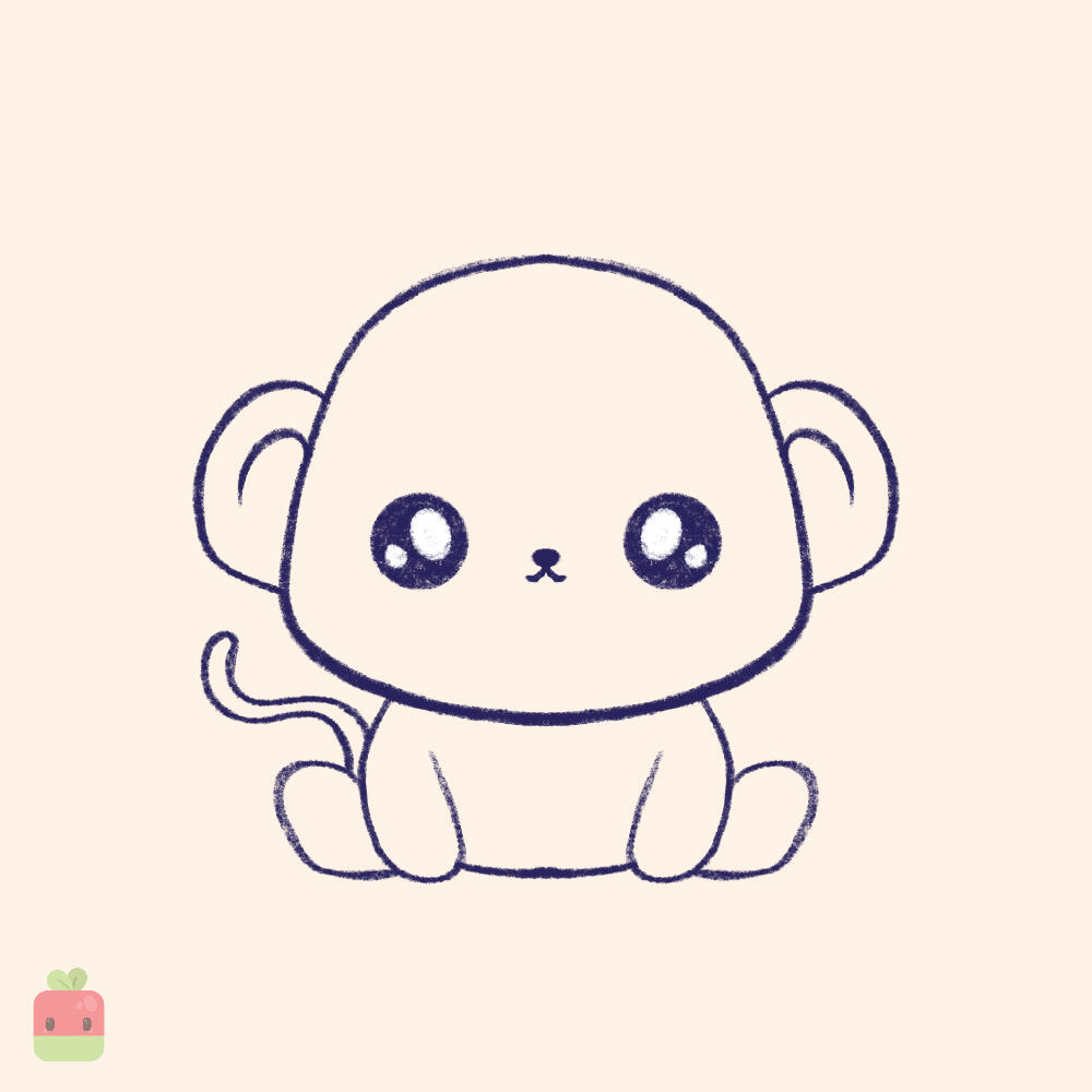6. Add the Face ∙ Draw two round eyes. Add a tiny, round nose and a small happy mouth.
