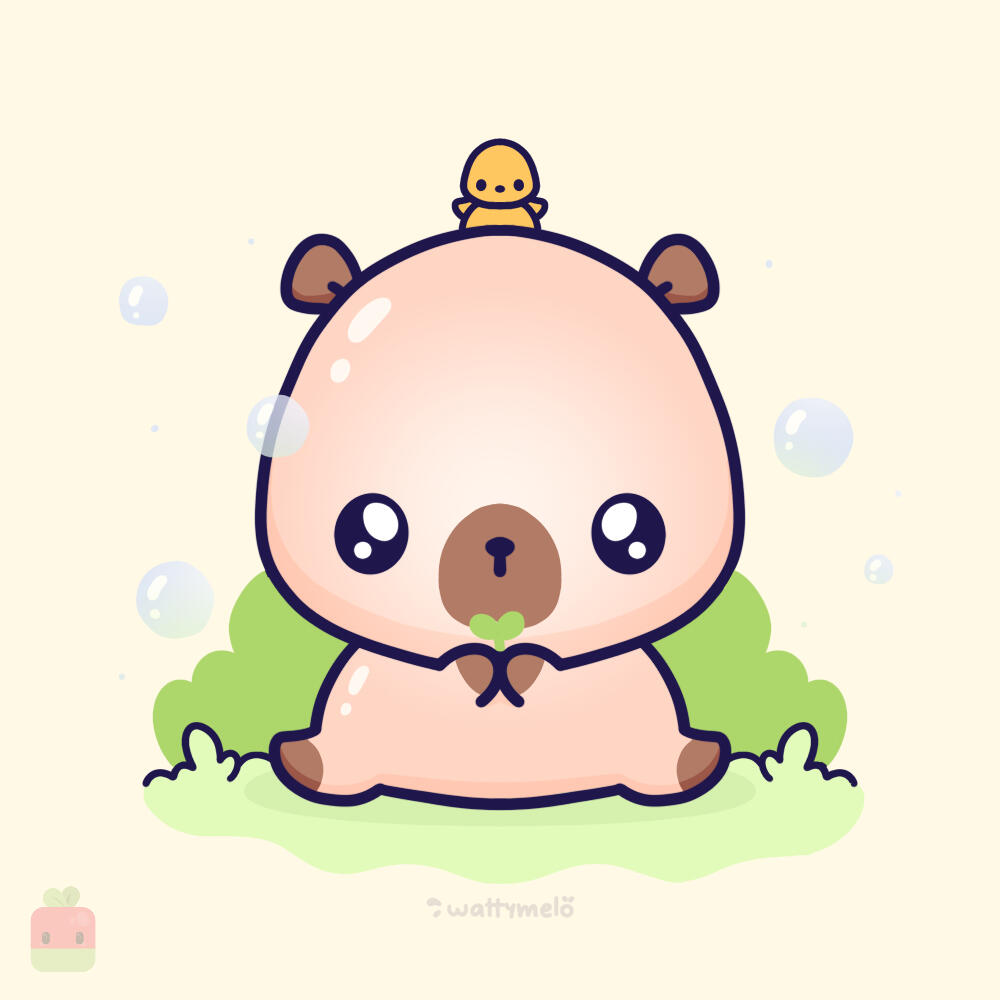 10. Add shadows and highlights ∙ To add depth to your capybara, apply light shading to areas like the underside of the body, face, and ears. Enhance the look with soft highlights on the center of the face, and add small white blobs for a glossy effect.