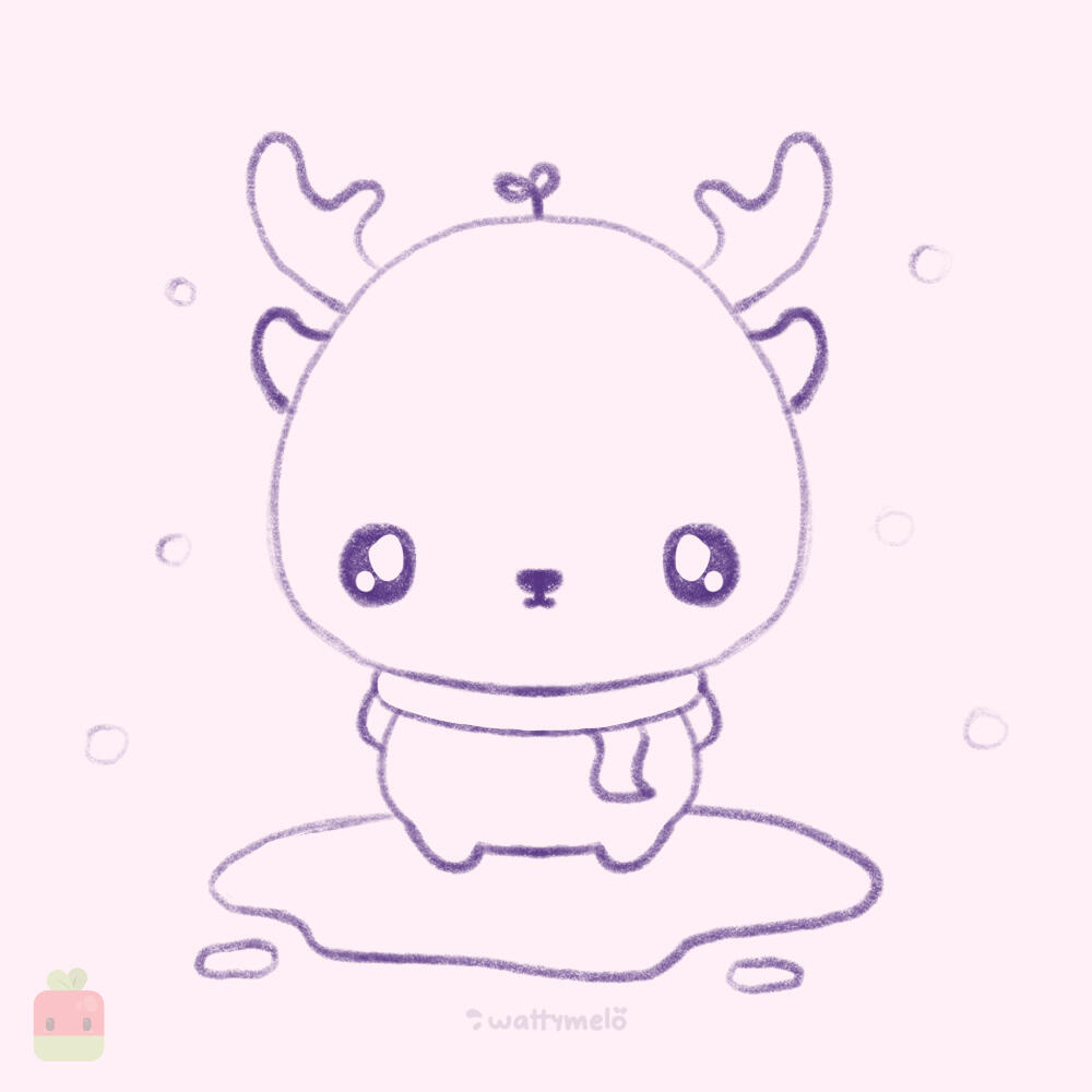 9. Draw the Floor ∙ The reindeer needs a base to stand on! I added a sheet of ice to ground the illustration, but feel free to add anything you like beneath the reindeer’s feet.