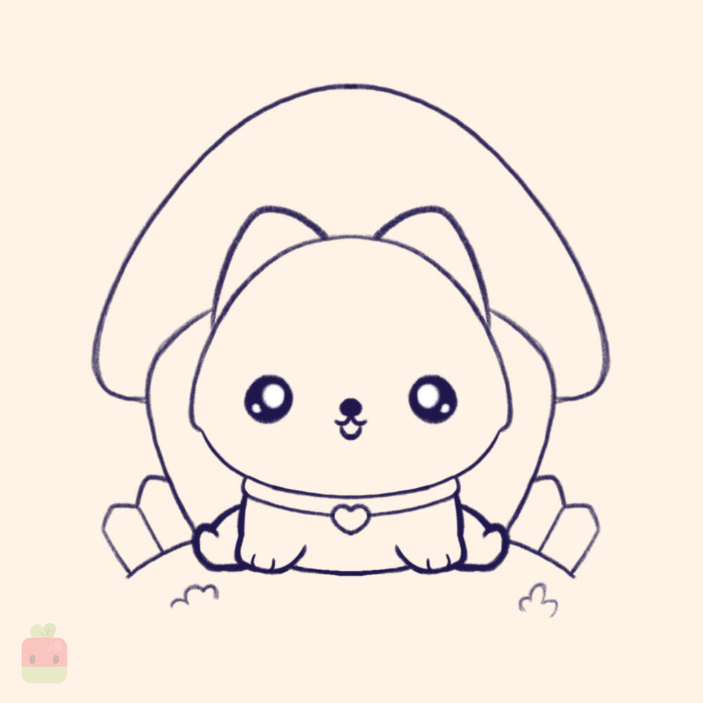7. Add the House ∙ Draw a tiny dog house. I went for a mushroom shape and added a tiny fence. You can build anything you wish or skip this step altogether.