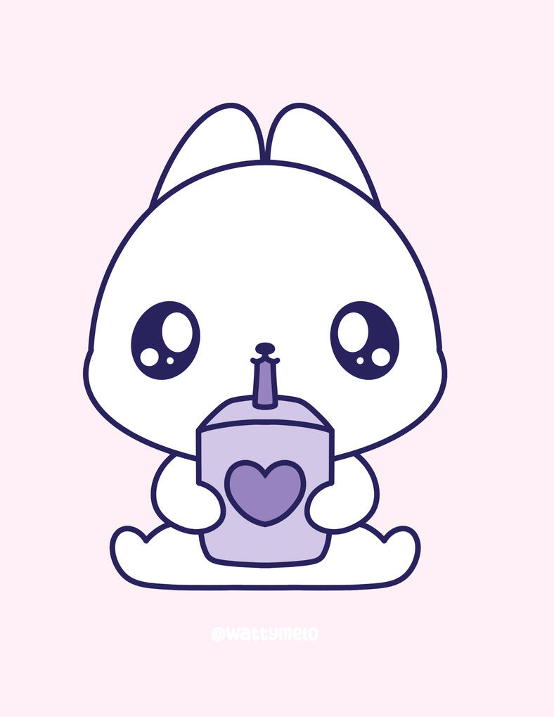 11. Add Base Color ∙ Use soft, pastel colors for a cute vibe. I used a white for the bunny's body (since Bubugum is white), and two different shades of purple for the box.